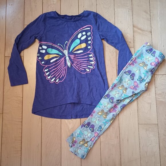 Carter"s butterfly purple tunic and leggings set size 5 - Picture 1 of 4